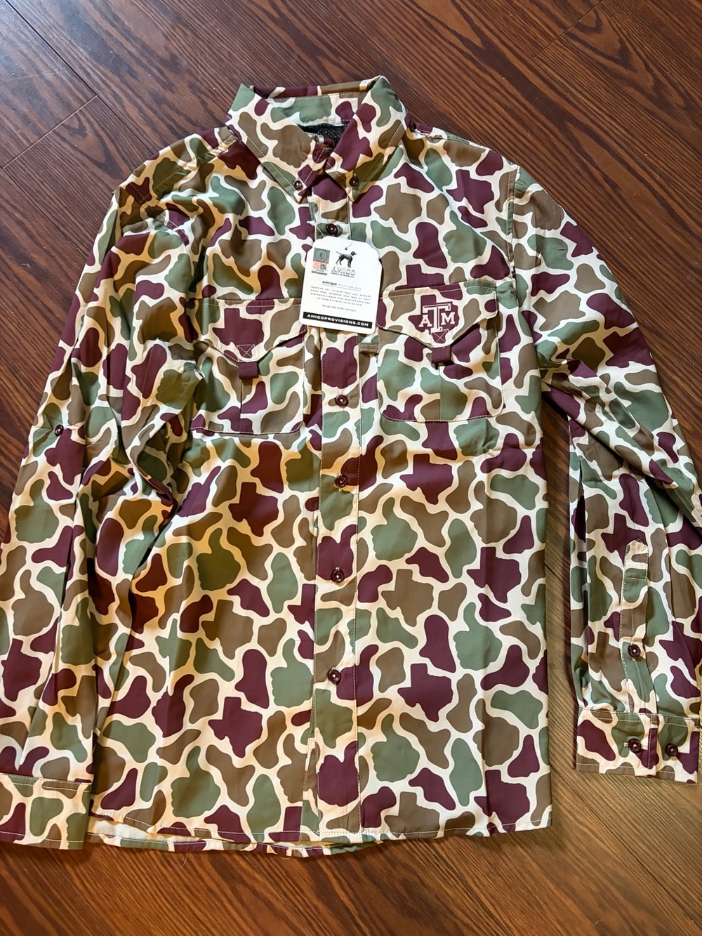 Mens amigo provisions Texas A&M Camo Button-Up Shirt long sleeve shirt